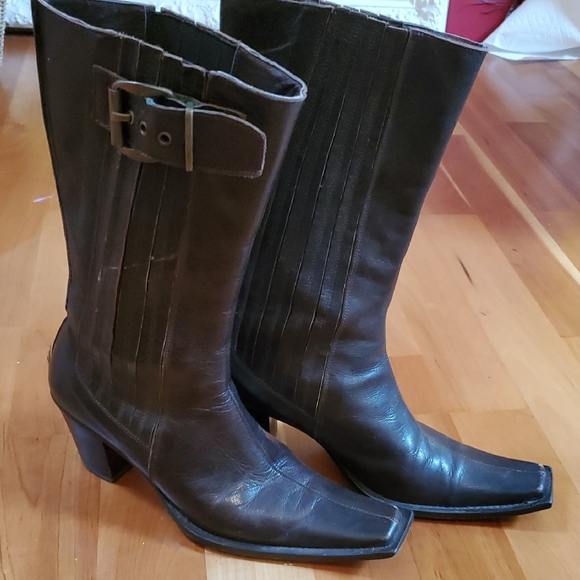 UNIQUE CHOCOLATE BROWN LEATHER COWBOY BOOTS FROM SPAIN 6 - Picture 1 of 12
